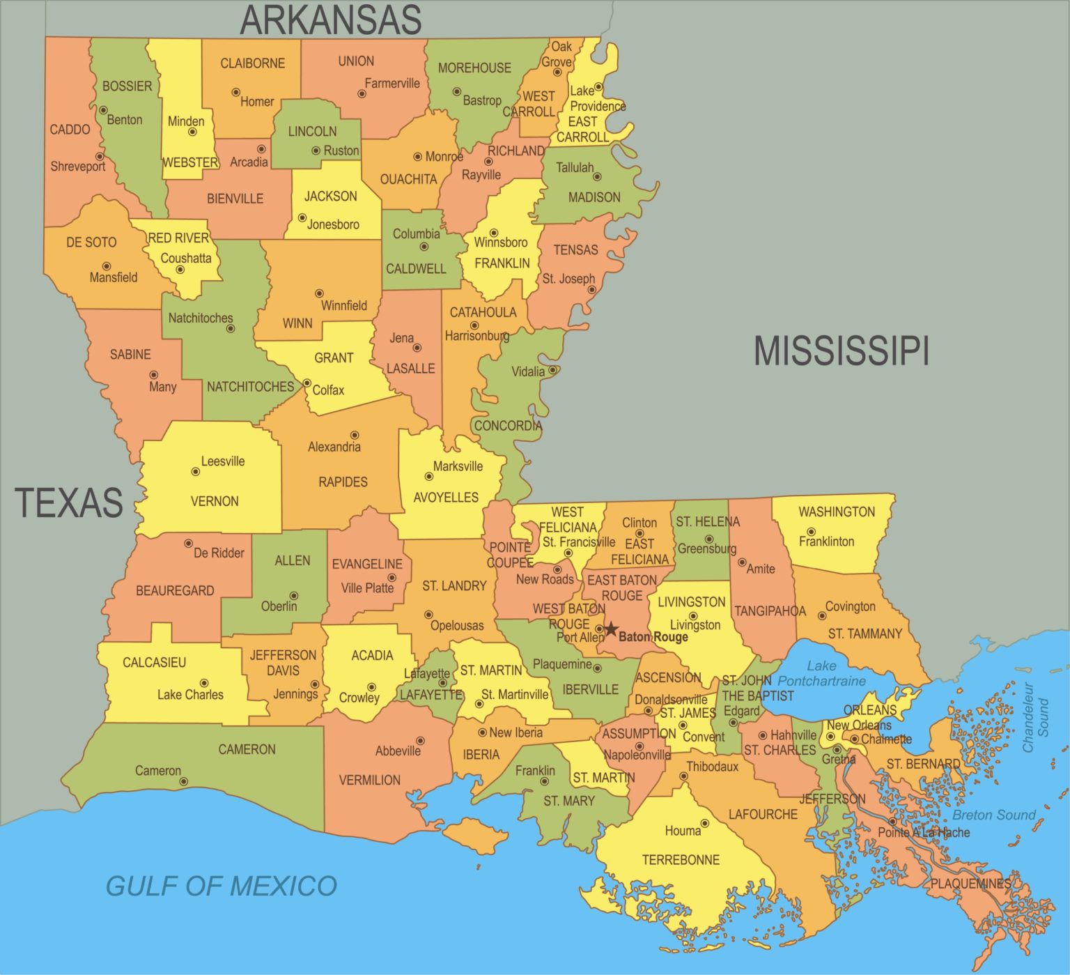 Louisiana Parish Map